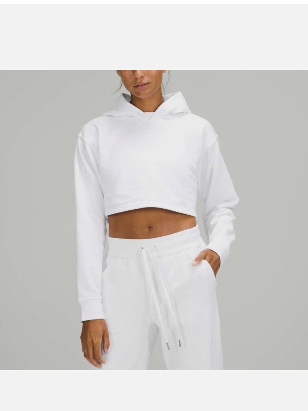 Lululemon All Yours Cropped White Hoodie